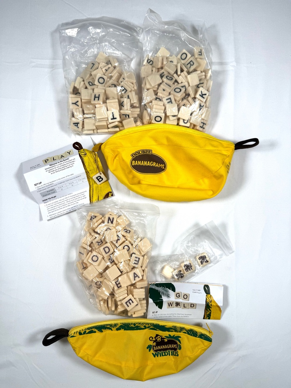 BANANAGRAMS Double Bananagrams WildTiles Complete Word Game Lot Family Travel